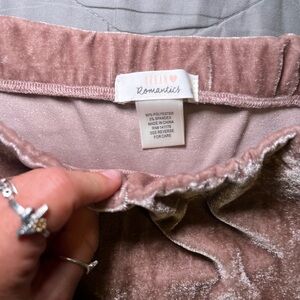 Pink velvet mini skirt